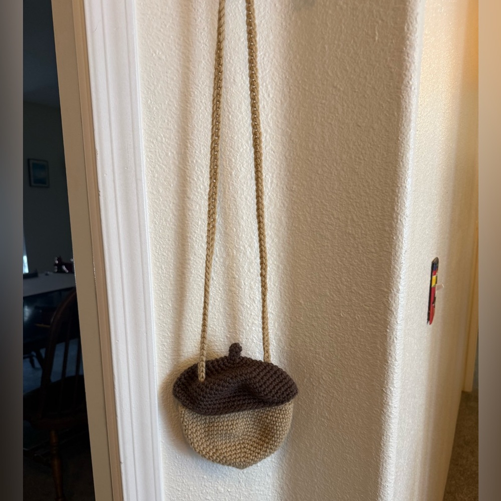 Handcrafted Acorn Crossbody Bag - Brown and Tan